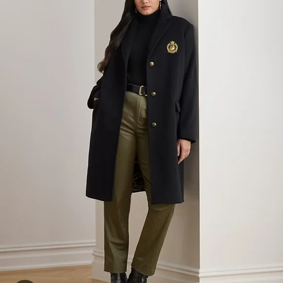 Ralph Lauren Alecia Regal Navy Coat Gold Crest Size 14 - Picture 3 of 11